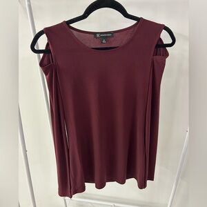 INC International Concepts Maroon Cold Shoulder Blouse